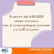 AST AN - colloqui informativi, test di screening e diagnosi prenatale